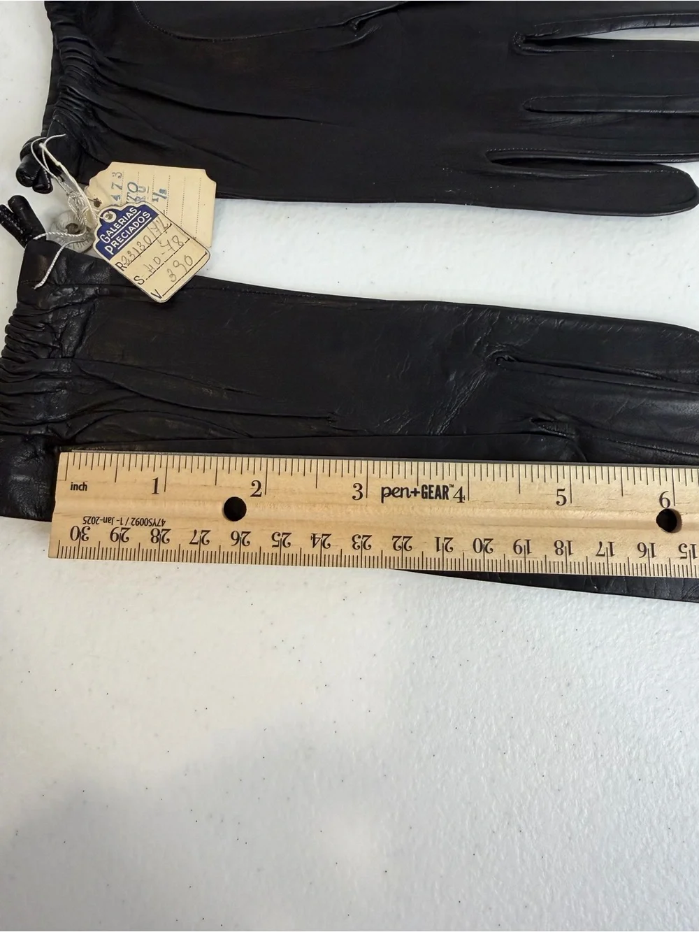 Vintage Christian Dior Black Leather Gloves Rolled Cuff Size 7½